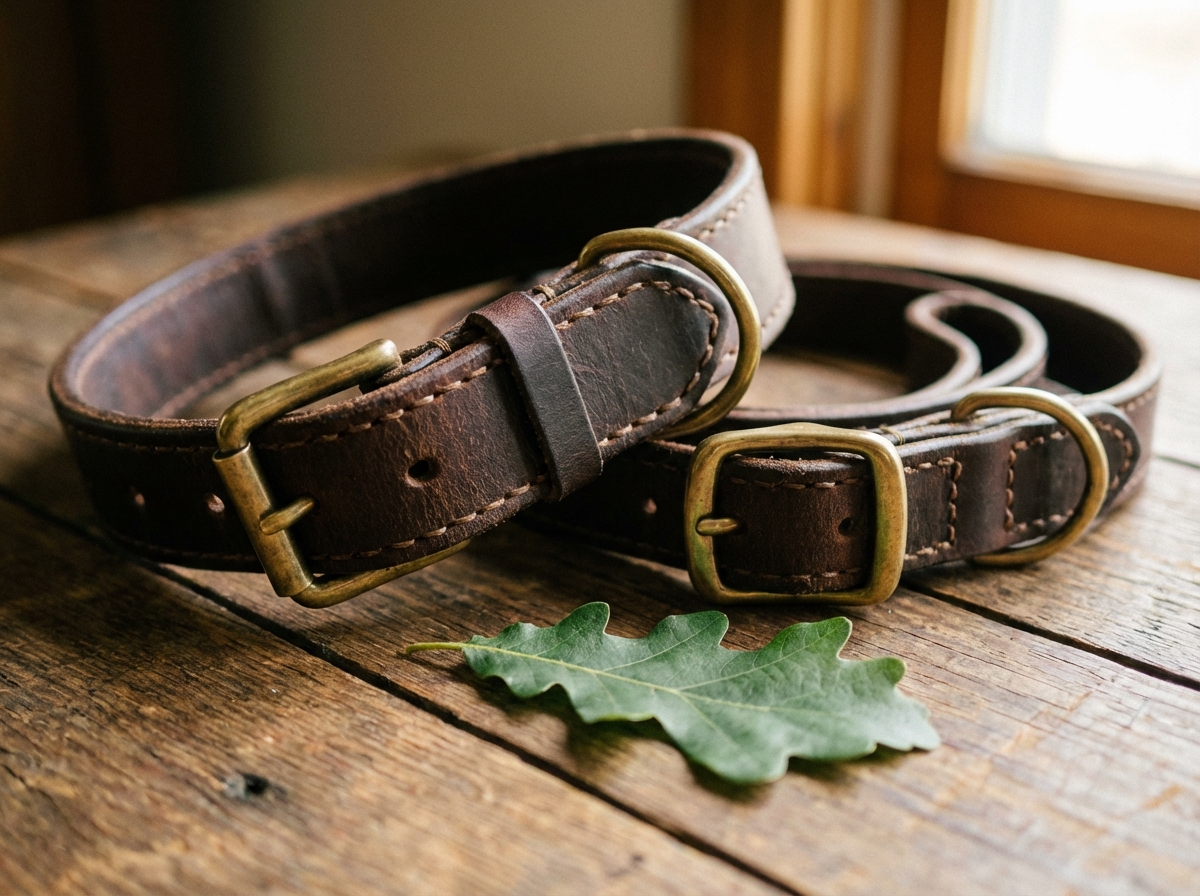 Hochwertiges Hundehalsband und Leine aus Leder als nachhaltige Wahl